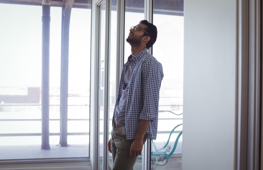 Unhappy businessman in office