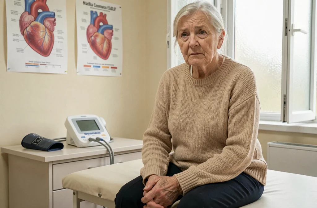 Femme âgée consultante chez un médecin généraliste pour des symptômes d'insuffisance cardiaque sous-diagnostiquée
